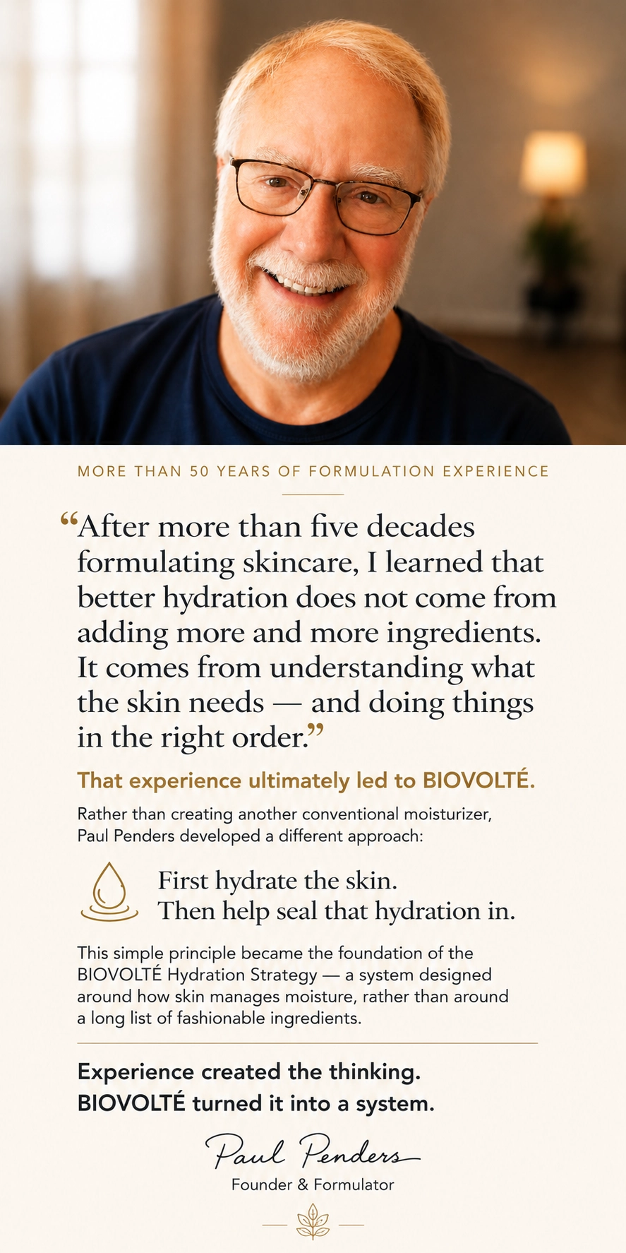 Paul Penders, founder and formulator of BIOVOLTÉ skincare